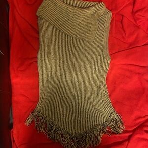 Elegant Tan Sweater with Fringe